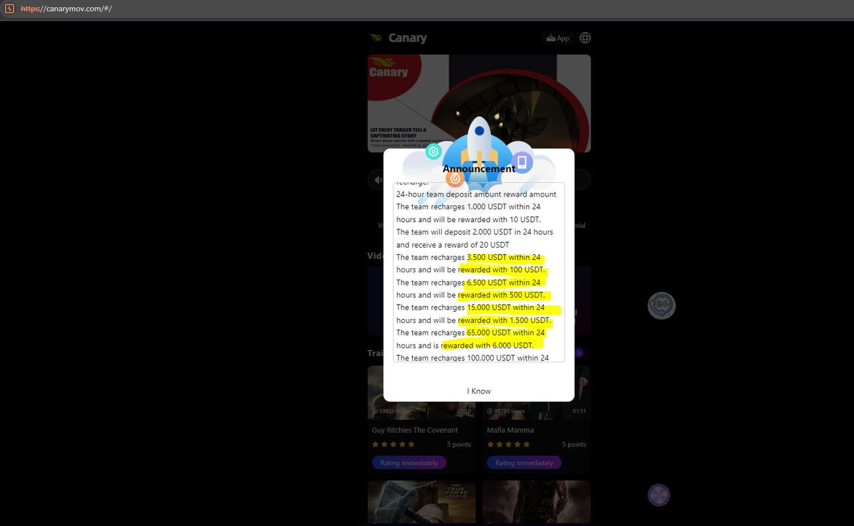 Busters_1's tweet image. 🚨 Warning: Suspected scam sites Canarymov.cc and Canarymov.com are pushing risky "USDT investment" schemes with unrealistic returns and a referral-based recruitment model. These platforms are hosted by @alibaba_cloud  and supported by @CloudflareHelp