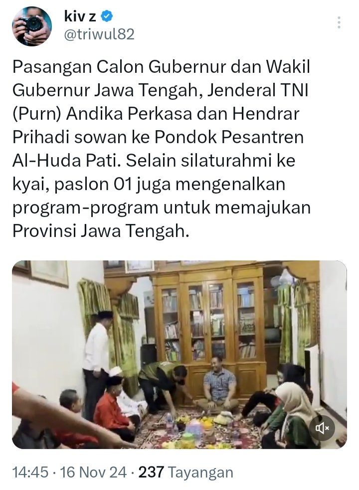 Untuk Jawa Tengah 
Gubernur @AndikaPerkasa02 
Wagub <a href="/hendrarprihadi/">Hendi (Hendrar P)</a> 
Tetap di hati kita.