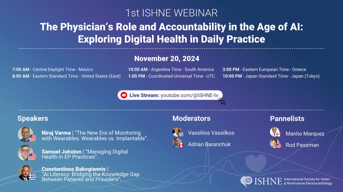 1st ISHNE Webinar!
#ECG #AI #DiGiTALhealth