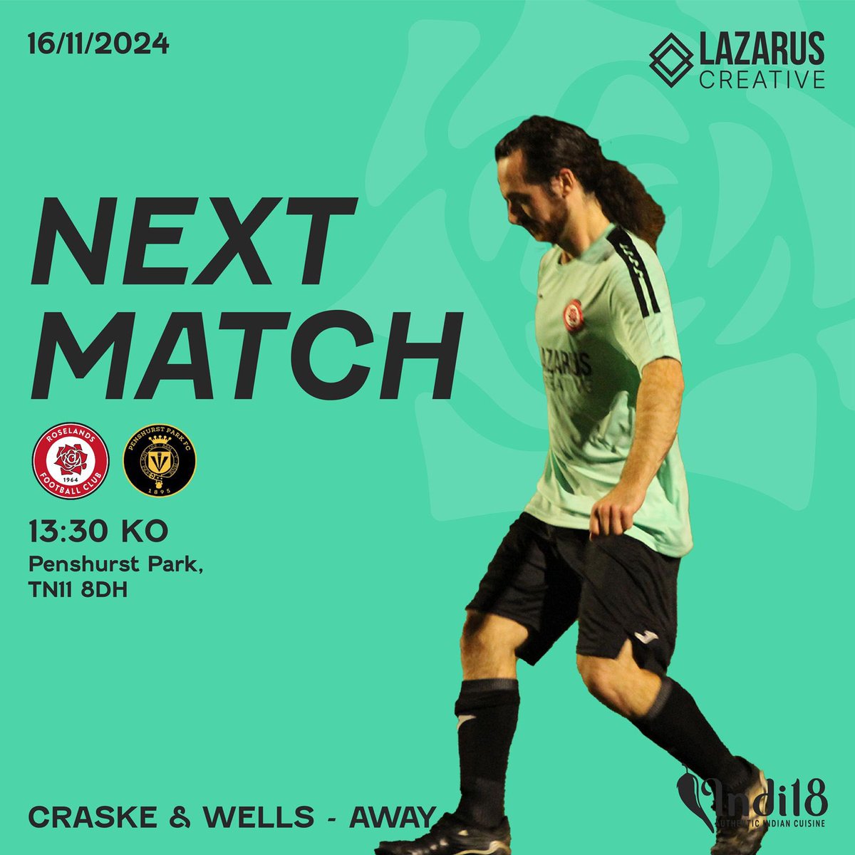 🌹🌹It’s Craske &amp; Wells duty today against Penshurst🌹🌹
•
📆 Saturday 16th November
🆚 Penshurst Park FC
⌚️ 13:30 p.m. KO
🏆 Craske &amp; Wells - Round 1
📍 Penshurst Park, TN11 8DH
•
🖥 Digital designer : lazarus_creative 
•
#kentfootball