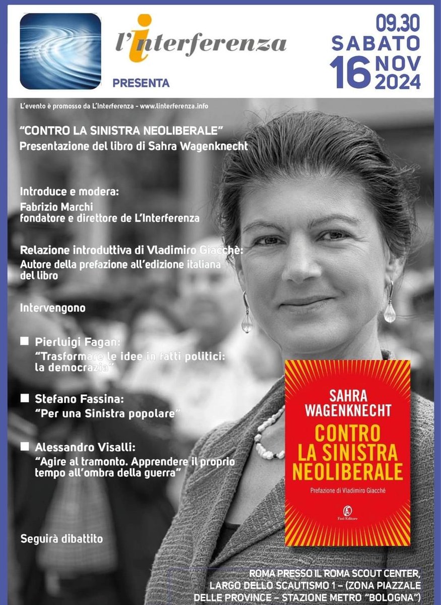 avvLibutti's tweet photo. Contro la sinistra neoliberale: un libro che descrive il degrado della sinistra non soltanto tedesca ma europea.
Oggi presentazione e dibattito a #Roma Sahra #wagenknecht https://t.co/Pa6EX823IK