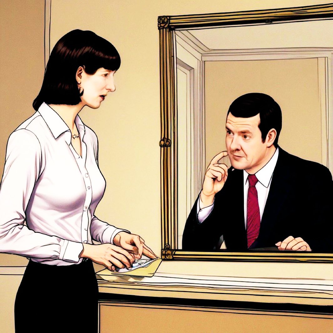 pcmguru's tweet image. My very own cartoons of the week.
@RoyalFamily The King with the Midas touch.
@trussliz watching out for the @RachelReevesMP economic crash.
@realDonaldTrump being Trump being Trump.
Mirror mirror on the wall @RachelReevesMP channels @George_Osborne
#CartoonArt #Toons #oftheweek