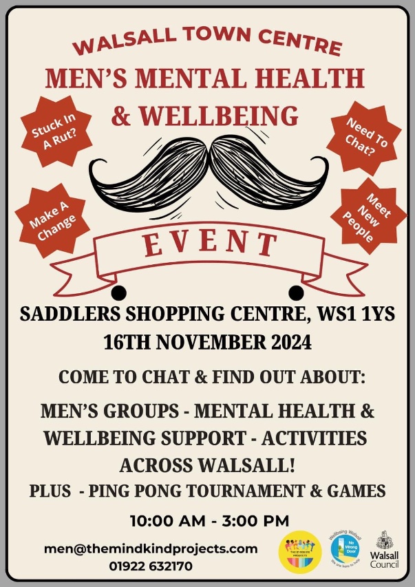 We are all set up for the Men’s Mental Health &amp; Wellbeing Event in the Saddlers Centre.
Come and say hello and learn about what support we offer 🩵
#Walsall #MentalHealth #MensMentalHealthMonth #Rethink #RethinkMentalIllness #Support #Wellbeing
