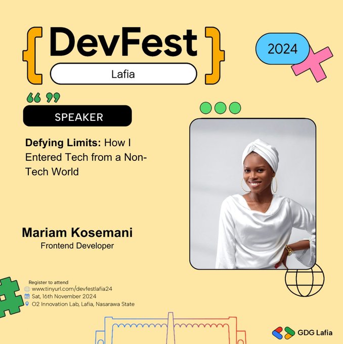 gdglafia's tweet image. Caught @mariamkosemani dropping gems at #DevFestLafia! 🌟 Her journey from a non-tech world to defying limits in tech is pure fire 🔥. Proof that passion + persistence = limitless possibilities! 💡 #DevFest #WomenInTech