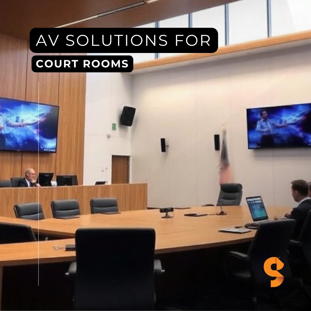 granteq's tweet image. Revolutionise the courtroom experience with cutting-edge AV solutions designed for precision and clarity. 

#courttech #CourtroomTechnology #AVSolutions #GranteqAV #CourtroomAV #LegalTech #InnovativeAV #RemoteHearings #EvidencePresentation