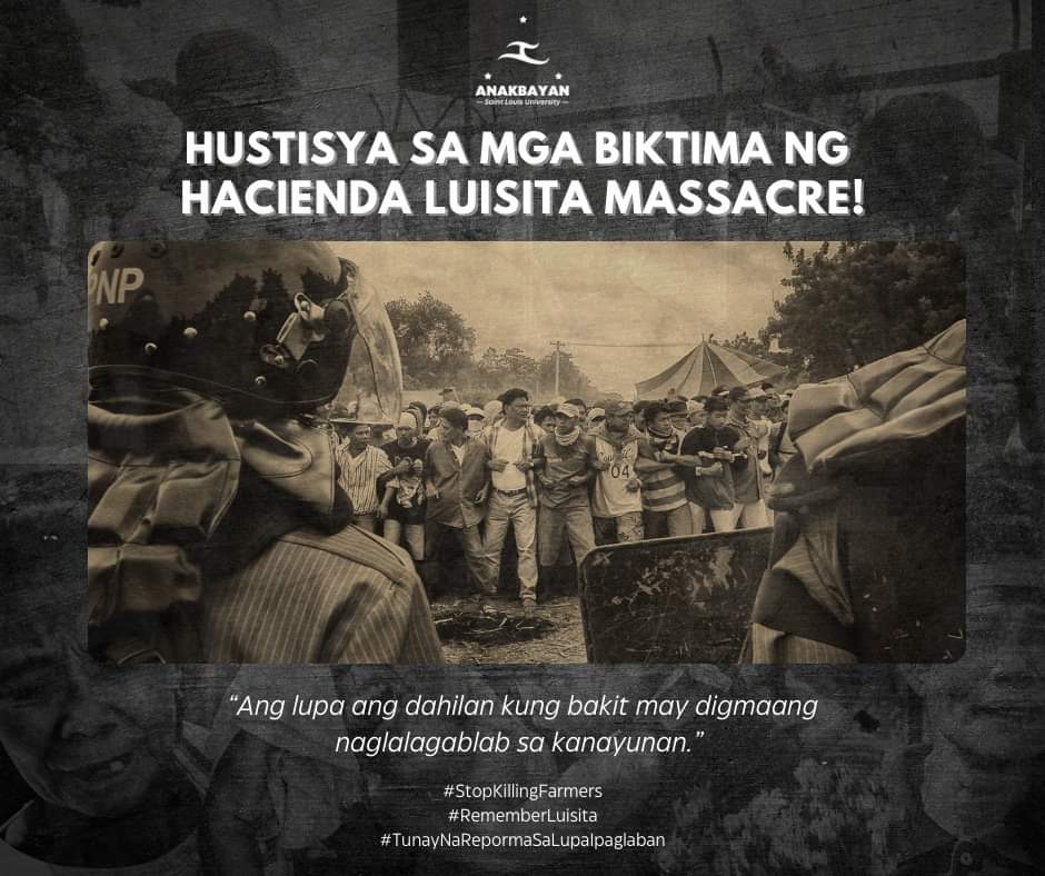 AnakbayanSLU's tweet photo. 𝗡𝗔𝗡𝗚 𝗠𝗜𝗡𝗦𝗔𝗡𝗚 𝗨𝗠𝗨𝗟𝗔𝗡 𝗡𝗚 𝗠𝗚𝗔 𝗕𝗔𝗟𝗔 𝗦𝗔 𝗧𝗨𝗕𝗨𝗛𝗔𝗡: 𝗔𝗡𝗚 𝗣𝗔𝗚-𝗔𝗔𝗟𝗔𝗟𝗔 𝗞𝗔𝗬 𝗟𝗨𝗜𝗦𝗜𝗧𝗔

Kung nabubuhay pa rin ang mga martir ng Hacienda Luisita, tiyak ang taumbayan na kasama pa rin sila sa mga piket layn at welgang bayan... https://t.co/n5XtWhUTml
