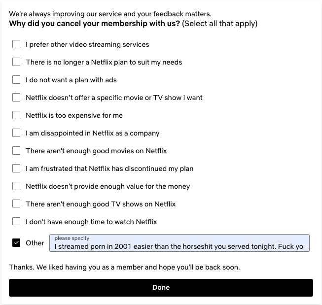 InPassingOnly's tweet photo. #cancelnetflix fuck yall im out https://t.co/hl6bOU3C9S