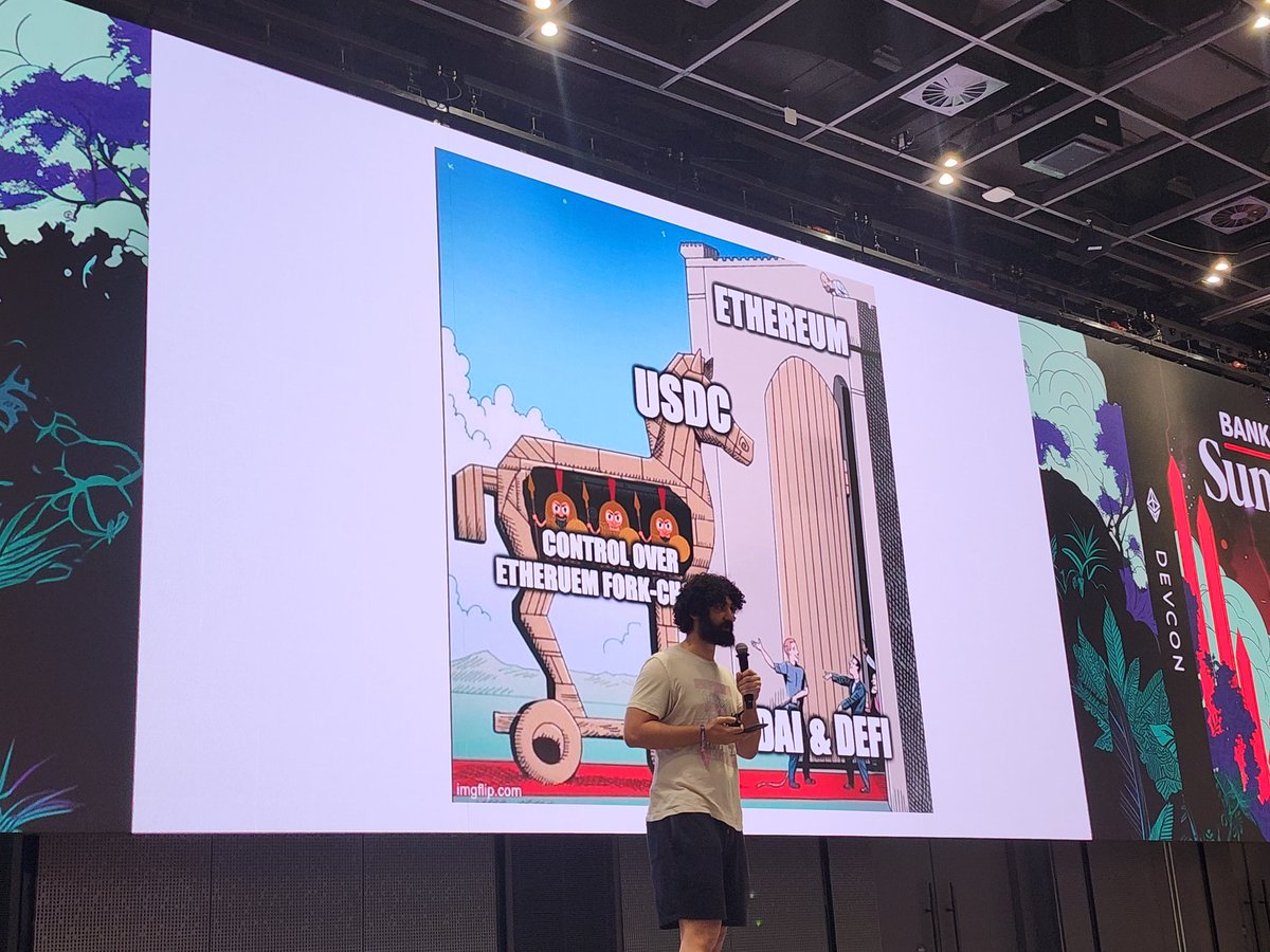 "Stablecoins backed by USD is basically financial colonialism."

"We've got a bunch of nerds having no idea they are supporting the US agenda."

<a href="/ameensol/">Ameen Soleimani</a> dropping hilarious widsom at <a href="/BanklessHQ/">Bankless</a> summit