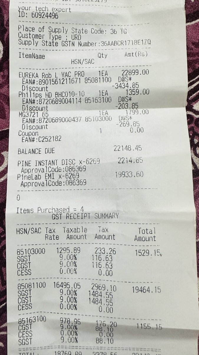 MedchalamN's tweet photo. @RelianceDigital @EurekaForbes 
im taken the product Eureka forbes robo cleaning on 30 October 2024.Till now 18 days completed no one as came to installation. No response trom anyone.I want to Return product.
Reliance Digital,
Suchitra Branch,Hyd-54
Your tech expert ID : 60924496 https://t.co/RtN7eMfmMQ