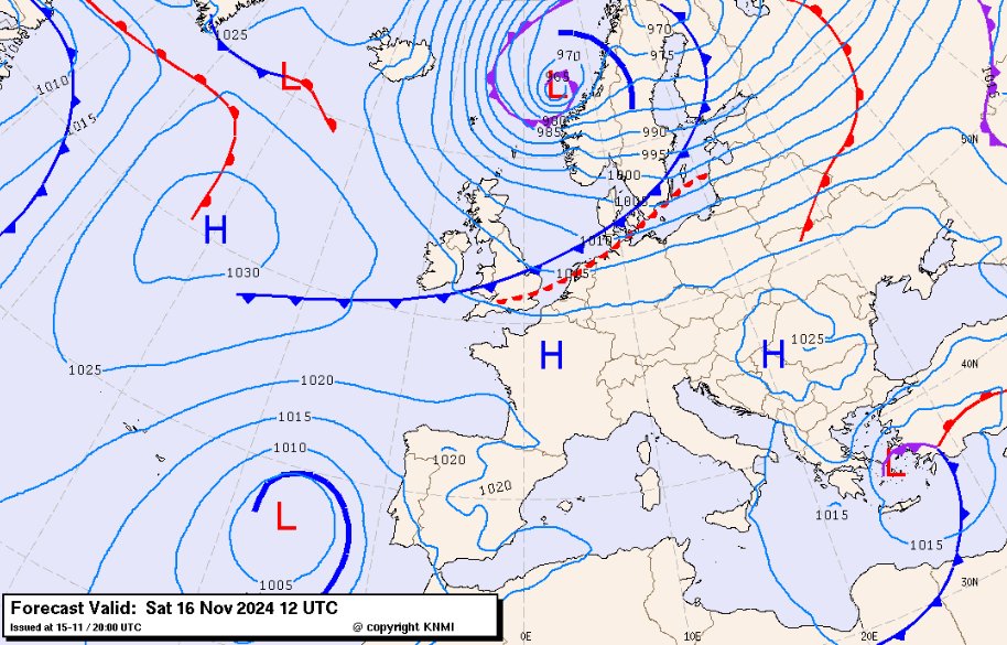De <a href="/SintNicolaas/">SintNicolaas</a> nadert #Nederland en #Emmeloord! Over een paar uur komt hij aan met zijn pieten. Nog snel een #weerupdate voor de intocht rond 12u a 13u. Het koufront ligt voor de deur. Misschien wat motregen, 9 a 10 graden. <a href="/GemeenteNOP/">Noordoostpolder</a> <a href="/RogerdeGroot/">Bgm Roger de Groot</a>