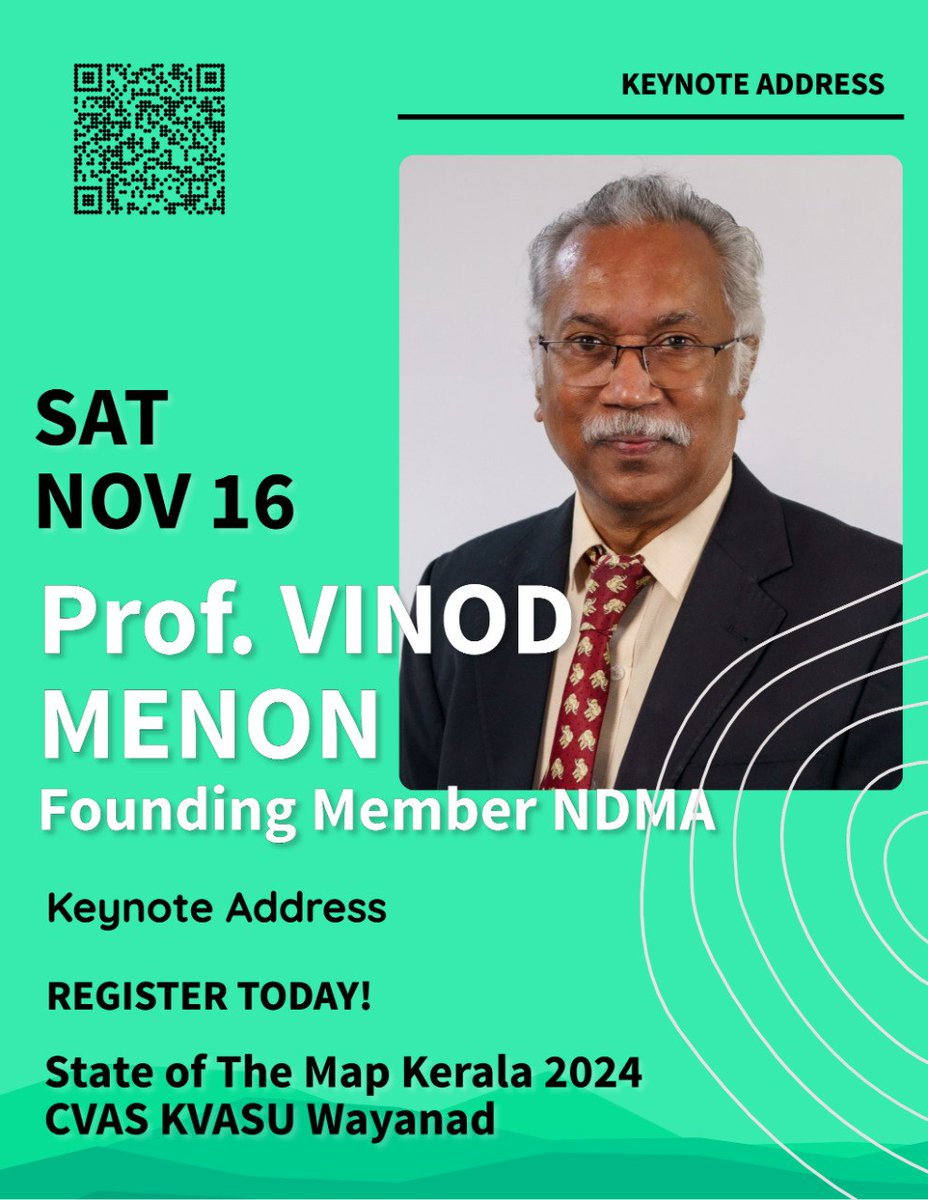 MapKerala (@mapkerala) on Twitter photo #SotMKerala24 Keynote Address:
Prof. N Vinod Chandra Menon
(Founder Member, National Disaster Management Authority (NDMA), Government of India.)
#OpenStreetMap <a href="/sotm/">State of the Map</a>
#OSMKerala <a href="/opendatakerala/">OpenDataKerala</a>
<a href="/osm_in/">OpenStreetMap India</a>
<a href="/Sahya_org/">Sahya Foundation</a>
<a href="/geominds/">Geominds</a> #SotMKerala24 Keynote Address:
Prof. N Vinod Chandra Menon
(Founder Member, National Disaster Management Authority (NDMA), Government of India.)
#OpenStreetMap <a href="/sotm/">State of the Map</a>
#OSMKerala <a href="/opendatakerala/">OpenDataKerala</a>
<a href="/osm_in/">OpenStreetMap India</a>
<a href="/Sahya_org/">Sahya Foundation</a>
<a href="/geominds/">Geominds</a>