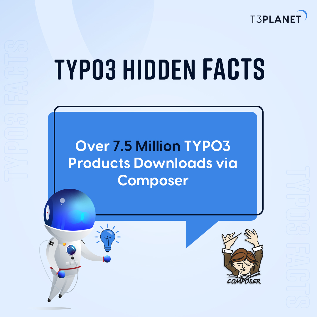 t3planet's tweet image. Over 7.5 million TYPO3 products have been downloaded through Composer only.🧡🚀 

#T3Facts #TYPO3 #TYPO3Extensions #Facts #T3Planet