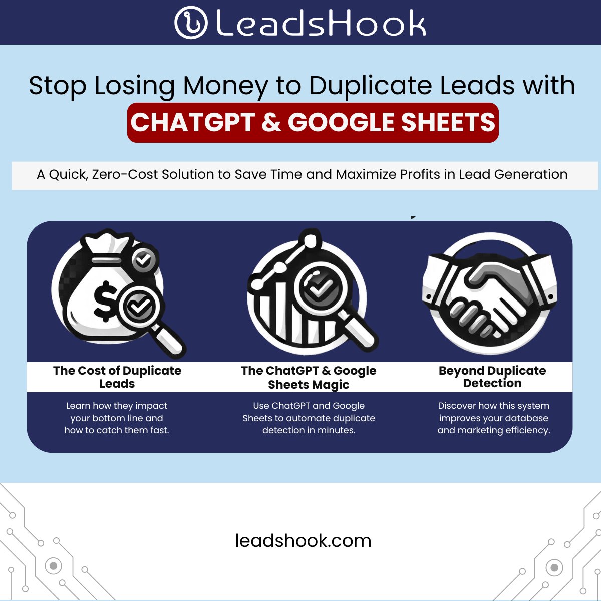 LeadsHook's tweet photo. Duplicate leads? 💸 Fix them with ChatGPT + Google Sheets! 🚀 A 20-minute, free solution to stop duplicates and boost your ROI.

📖 Full guide: https://t.co/xtQBmjhWFR

#LeadGen #MarketingTips #AutomationTools #ChatGPT #BusinessGrowth #MarketingHacks https://t.co/axT4ZdnVb5