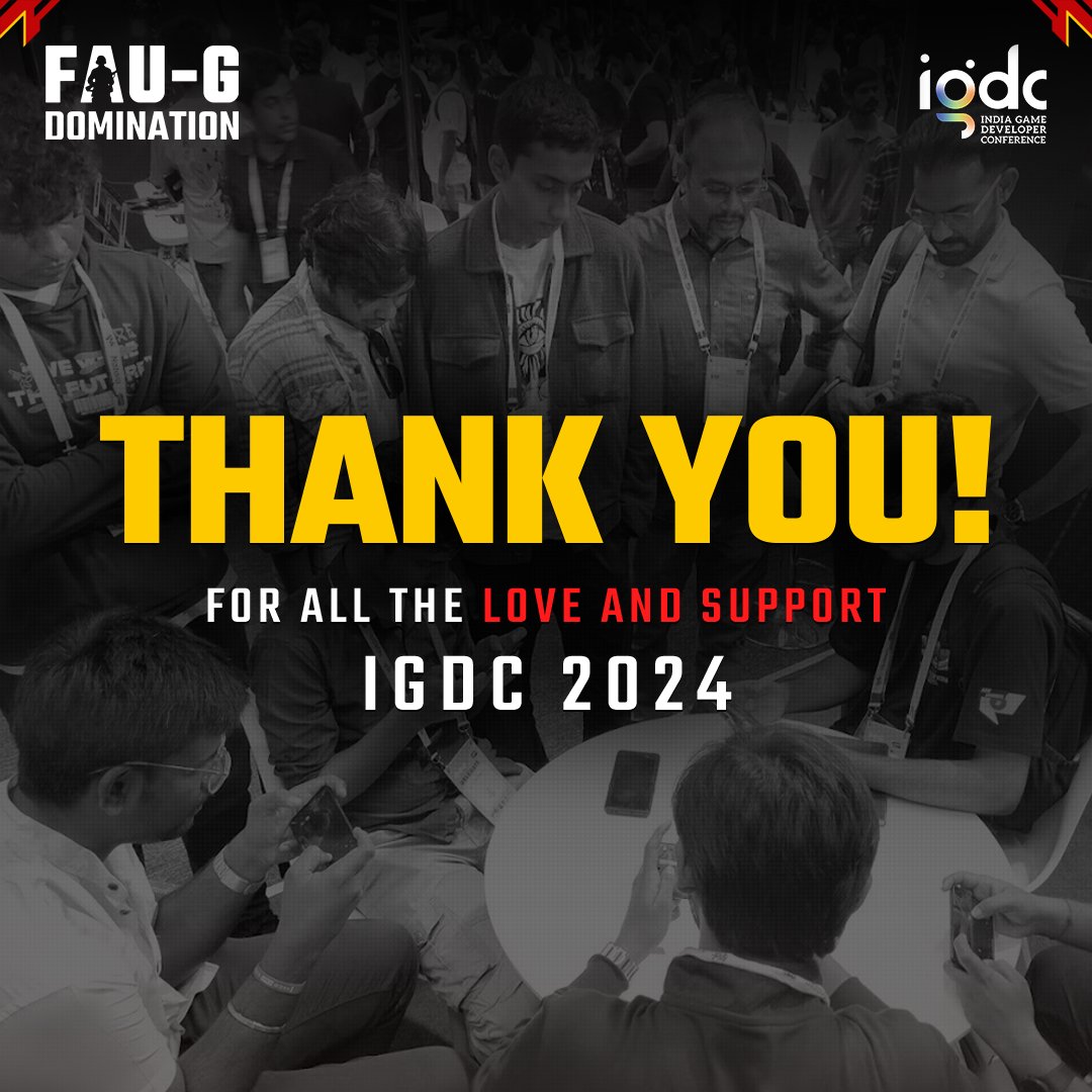 FAUGDomination's tweet photo. A huge thank you from the FAU-G: Domination team to everyone who visited our booth at #IGDC2024 in Hyderabad π
It was great hosting the playtest session, driving some more pre-registrations, and interacting with the players β¨
#FAUG #FAUGDomination #FAUGGame #IGDC2024 https://t.co/b9sh5YWxeK