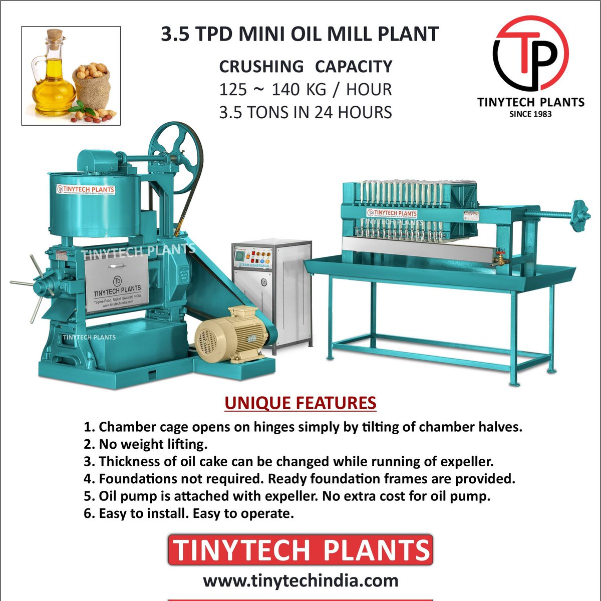 tinytechindia's tweet photo. 3.5 TPD Groundnut 🥜 Oil Mill Plant.
. 
. 
#tinytechplants
#tinytechoilexpeller
#india
#oilexpeller
#oilmills
#groundnutoilmillplant https://t.co/TVHHJW6kF8
