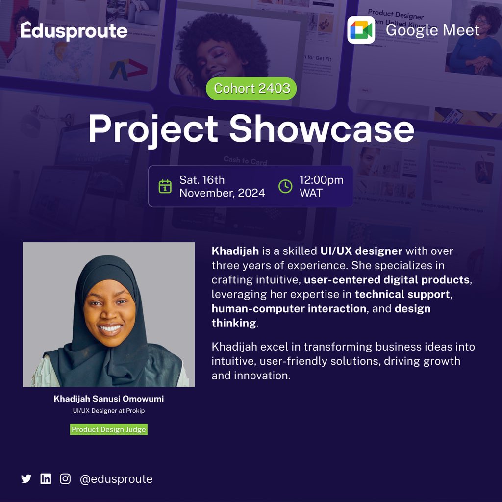 edusproute's tweet photo. Our Cohort 2403 Project Showcase is here! 🎉 Watch our students unveil the incredible projects they’ve been working on. https://t.co/6DFdRwnWFO