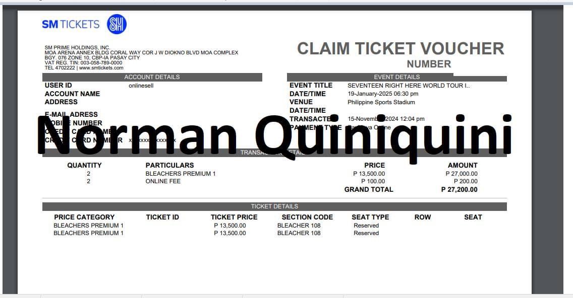 SVT RIGHT HERE 2025
TICKET SELLING!!!
AVAILABLE ONHAND LOW QN TIME STAMP!!!

Bleachers Prem 1 Bleachers 108 - 2pcs

#SVT_RIGHT_HERE_IN_BULACAN  #SVT_RIGHT_HERE_WORLDTOUR #SVT_RIGHT_HERE_IN_ASIA #svtmania