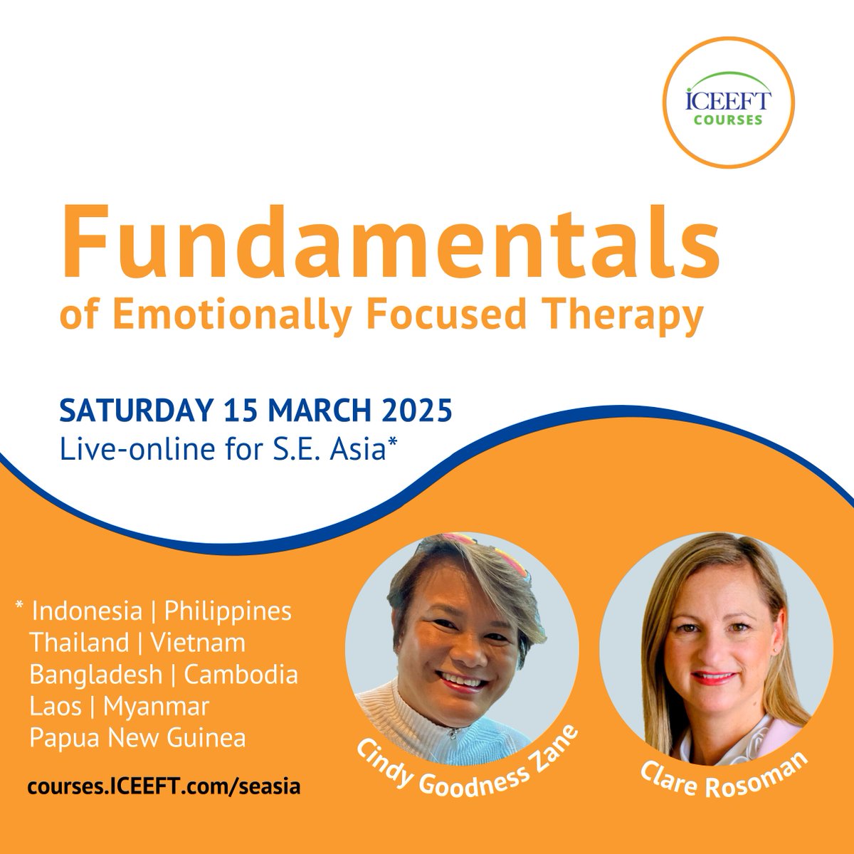 🌏 ICEEFT Courses is launching Fundamentals in SE Asia!  We’re dedicated to making EFT more accessible, especially where cost can be a barrier. This special, discounted course supports EFT growth in underserved regions. Let’s expand EFT together! 🌱💙 

bit.ly/40P3mfl