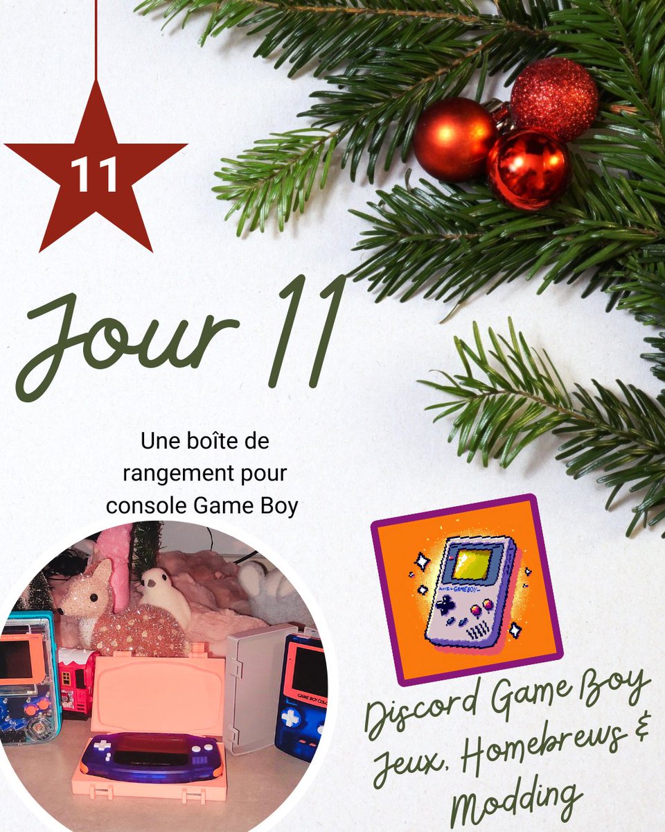 Calendrier de l'avent ! 
11/24
Gagnez une boîte de rangement GB/GBP/GBC/GBA ou GBA SP (au choix) offerte par <a href="/Guigro/">Guigro</a>

Pour participer : 
1️⃣Suivez le compte
2️⃣RT
3️⃣ Suivez le compte <a href="/Guigro/">Guigro</a>

Fin le 11/12/2024 à 23h59 - Tirage au sort le lendemain
#concours