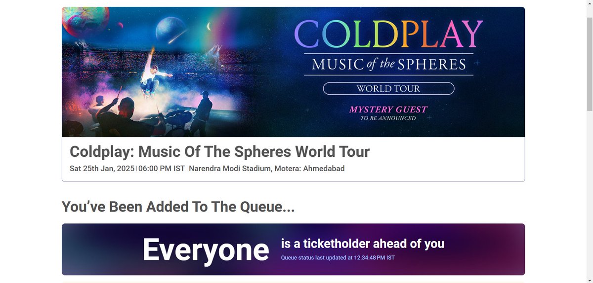 vellainsaine's tweet photo. fix you(r) queue because nahi milne wali ticket aise toh
#bookmyshow #coldplay #soldplay #ahmedabad #bmsqueue #bmsticket #ticket #coldplayticket https://t.co/JeLJAlonNS