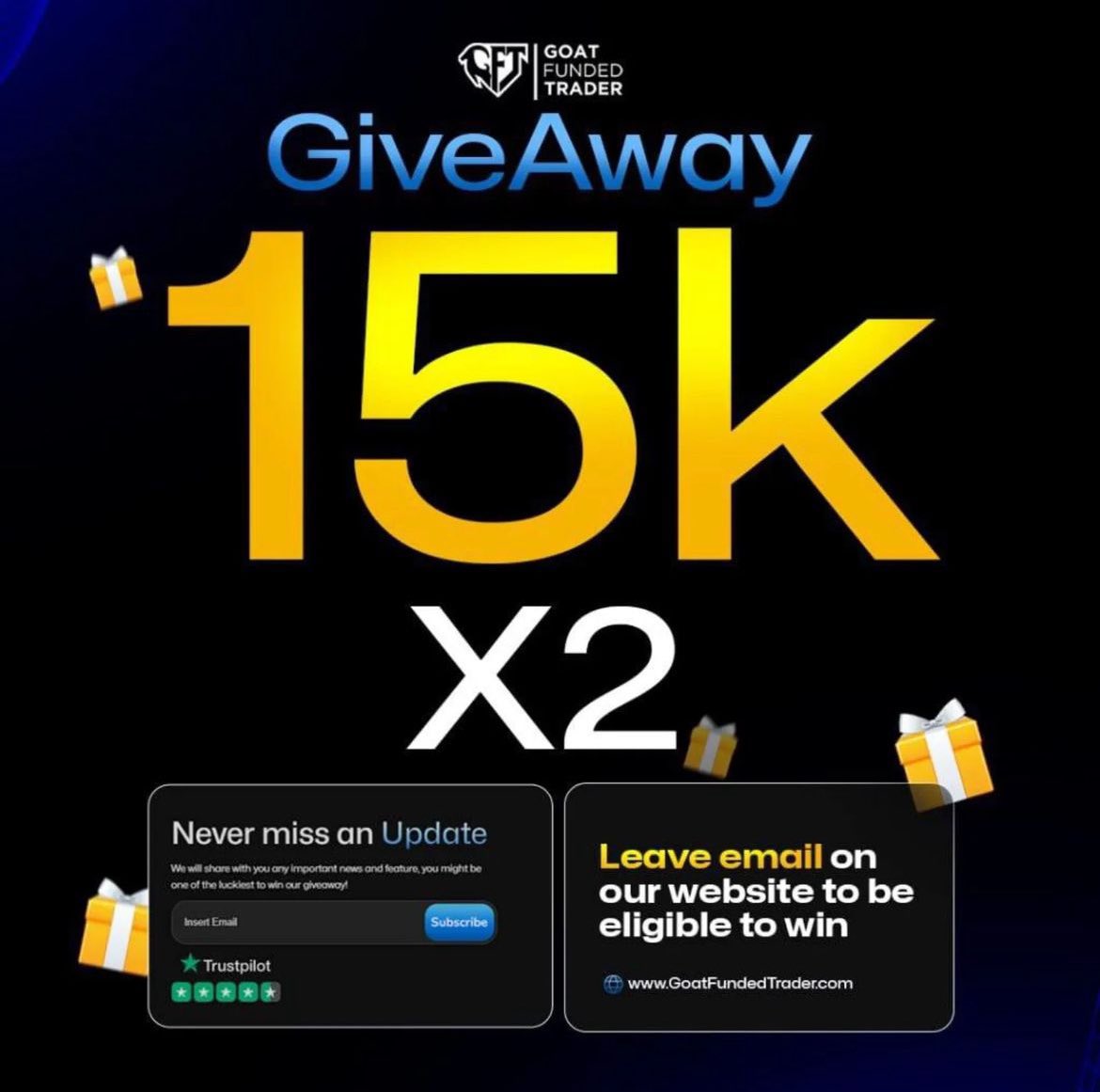 ForexTvOfficial's tweet photo. 30k GFT GIVEAWAY ALERT ‼️ 

2 x 15k GFT GIVEAWAY ACCOUNTS 🎉 

⚠️N/B. You Must Complete all Tasks To Qualify.

Must Follow 
• @ForexTvOfficial • @EdwardXLreal 
• @GoatFunded • @GFFutures

👍 LIKE & 🔄 RETWEET

Must Also Follow 
• @pips_daily || @SheEvolves_ || @Range_Breaker

•@SportVerb || @Ismail_zakx

TAG 3 FRIENDS

Winners in 5 days ✅