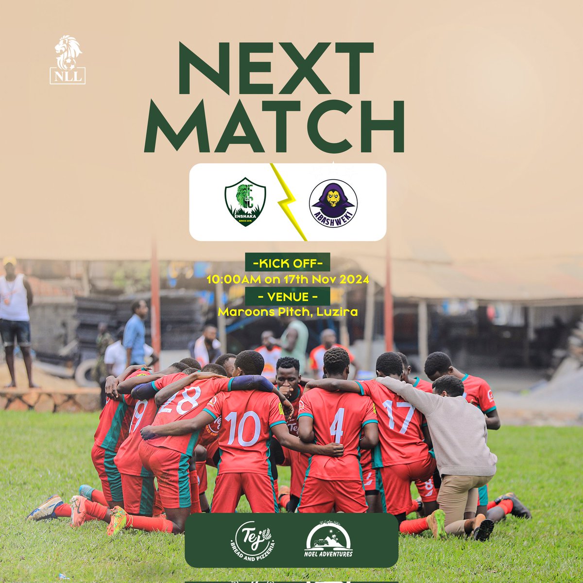 enshakafc's tweet photo. We returned to winning ways last weekend🎉, and the lads will look to continue the streak ✌️as they take on elder brothers and 3 time champions, @Abashwekyi in an early kick off affair at Luzira, tomorrow.

Get in, COYE♥️

Sponsored by @tejbreadandpizz and @noelAdventures_ https://t.co/WX4qCaKPtI