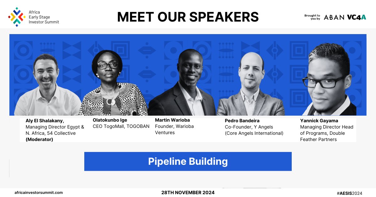 Africa Early Stage Investor Summit (@aesis_summit) on Twitter photo Join <a href="/AlyShalakany/">Aly El Shalakany</a> - MD, Egypt & N. Africa, <a href="/54collective_vc/">54 Collective</a> as he moderates this session that will unpack the models shaping the future of early-stage investing.
<a href="/martinwarioba/">martin warioba</a> <a href="/wariobaventures/">wariobaventures</a> <a href="/PedroBandeiraPT/">Pedro Bandeira</a> <a href="/COREangels_/">COREangels</a> @yannickgaya
➡ Ticket link: bit.ly/47HBTO4 Join <a href="/AlyShalakany/">Aly El Shalakany</a> - MD, Egypt & N. Africa, <a href="/54collective_vc/">54 Collective</a> as he moderates this session that will unpack the models shaping the future of early-stage investing.
<a href="/martinwarioba/">martin warioba</a> <a href="/wariobaventures/">wariobaventures</a> <a href="/PedroBandeiraPT/">Pedro Bandeira</a> <a href="/COREangels_/">COREangels</a> @yannickgaya
➡ Ticket link: bit.ly/47HBTO4