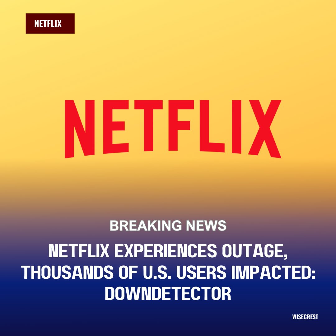 wise_crest's tweet photo. Netflix faces a major outage, with thousands of U.S. users reporting issues via Downdetector. The disruption, likely caused by server overload or technical glitches, affected streaming and account access. 
#Netflix #Outage #StreamingIssues #PaulTyson https://t.co/4doDe136CE