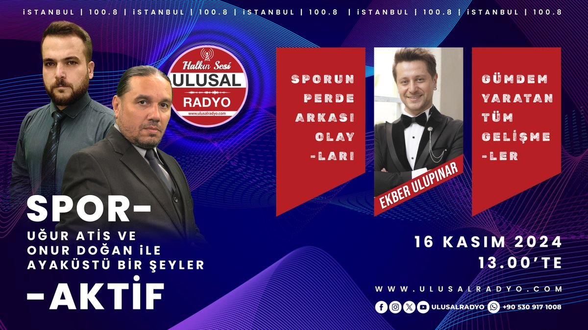 UlusalRadyo's tweet photo. Sporu bir yaşam tarzı olarak benimseyenlerin noktası, '#AyakÜstüBirŞeyler' serisinde, #Türk #Sporunun tüm bileşenleri, #UğurATİS ve #OnurDOĞAN’la '#SporAktif programının bu haftaki konuğu;
#EkberULUPINAR.

#AyakÜstüBirŞeylerSporAktif #Cumartesi 13.00'te https://t.co/1TN9sfsy0c