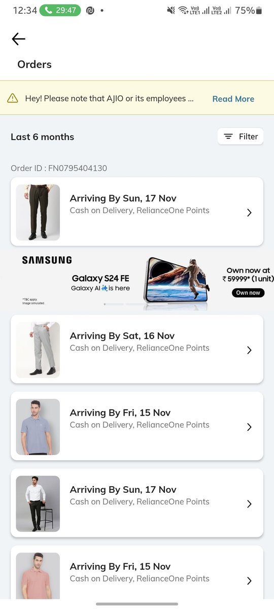 shahscribe's tweet photo. @AjioCares I ordered a product on 1st November, and it still hasn’t been delivered as of today, 16th November. This delay is unacceptable. Kindly resolve this issue and update me on the status of my order immediately. Order details. #Ajio #CustomerService" https://t.co/3Vvc0cBha2
