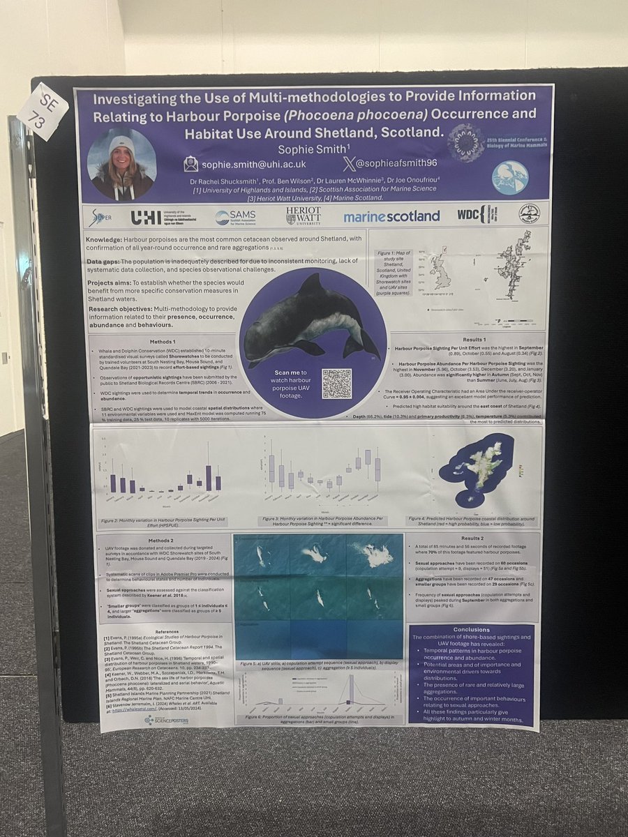 sophieafsmith96's tweet photo. Extremely lucky to have been able to attend and participate at the #SMM2024 conference in Perth this week. It has been a great opportunity to hear about the research being done internationally in aid of marine mammal conservation! 🐋🐬🦭
@uhishetland @SUPERDTP1 https://t.co/RsQB1T2jQz