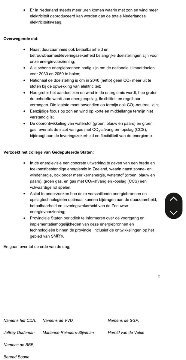 Bij de behandeling van de RES 2.0 als <a href="/CDA_Zeeland/">CDA Zeeland</a> - samen met de collega’s van <a href="/BBBZeeland/">BBB Zeeland</a>, <a href="/SGPZeeland/">SGP Zeeland</a> en VVD Zeeland - gepleit voor een brede energiemix waarin we wat betreft kernenergie ook inspelen op SMRs. <a href="/HenriBontenbal/">Henri Bontenbal</a> <a href="/SilvioErkens/">Silvio Erkens</a> <a href="/henkvermeer/">Henk Vermeer</a> <a href="/ajflach/">André Flach</a> <a href="/MinisterieKGG/">Ministerie van Klimaat en Groene Groei</a>