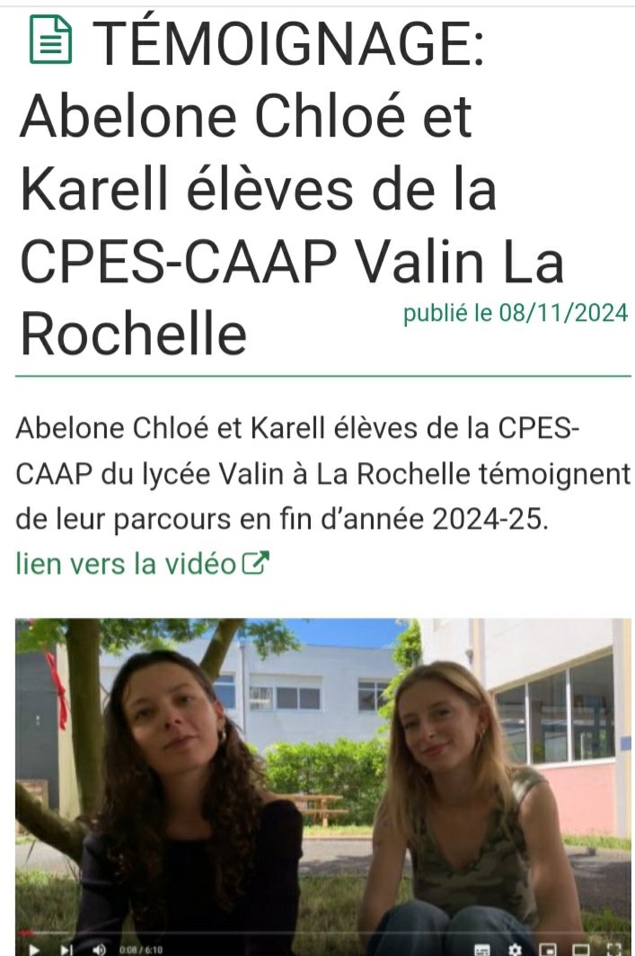 Quelle poursuite d'étude après le bac ?
Abelone,  a passé son bac avec la spé art au Lycée Perochon de Parthenay. Elle a poursuivi avec la CPES du Lycée Valin de la Rochelle et cette année l'ESBA de Montpellier. Son témoignage et bien d'autres sur : ww2.ac-poitiers.fr/arts_p/spip.ph…