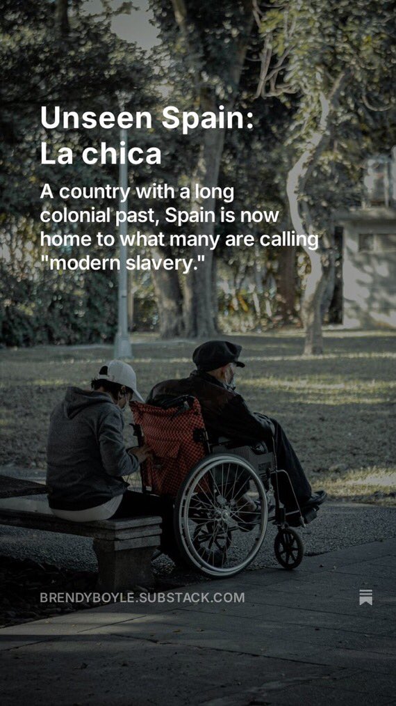 🇪🇸☕️ Weekend read: Unseen Spain Pt2

> ‘Modern slavery’ in homes across the country. 
> Spain’s ‘middle-class replacement for parents.’
> The ‘maid lotto.’
> New laws, new movies. 

Enjoy, share, gracias amigos!

open.substack.com/pub/brendyboyl…