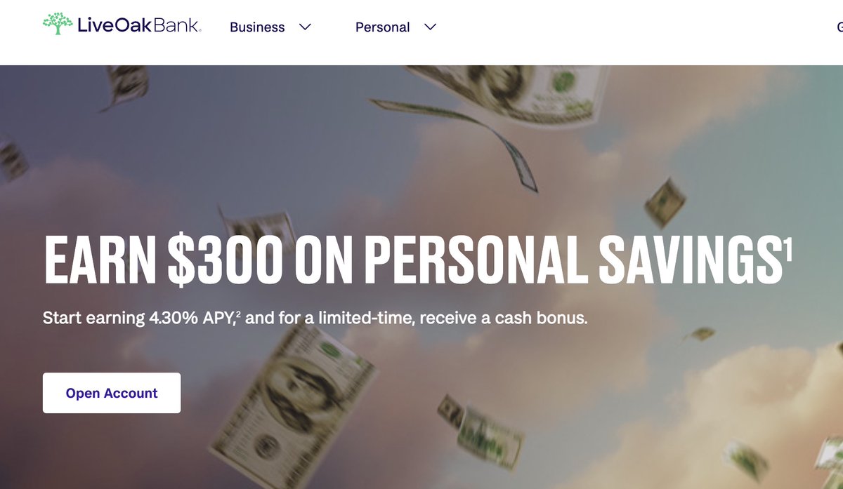 USCCStrategy's tweet image. #LiveOak Bank $300 #Savings Bonus 
liveoakbank.com/personal-savin…