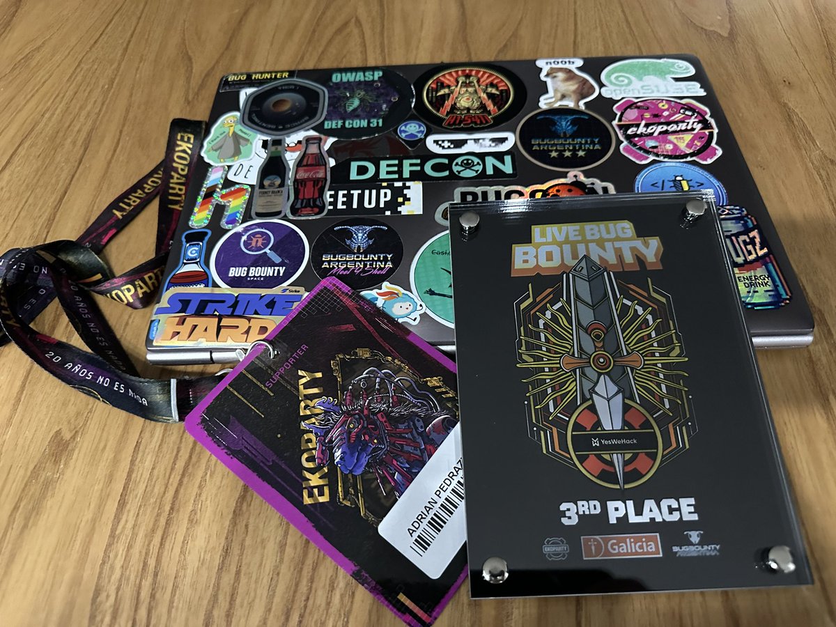 dracutdashf's tweet image. Muy linda experiencia la de ayer en el último día de la @ekoparty #eko2024 cerrando con un tercer puesto en el LHE de @BancoGalicia y @yeswehack gracias por la organización y el soporte @ChrisGehm