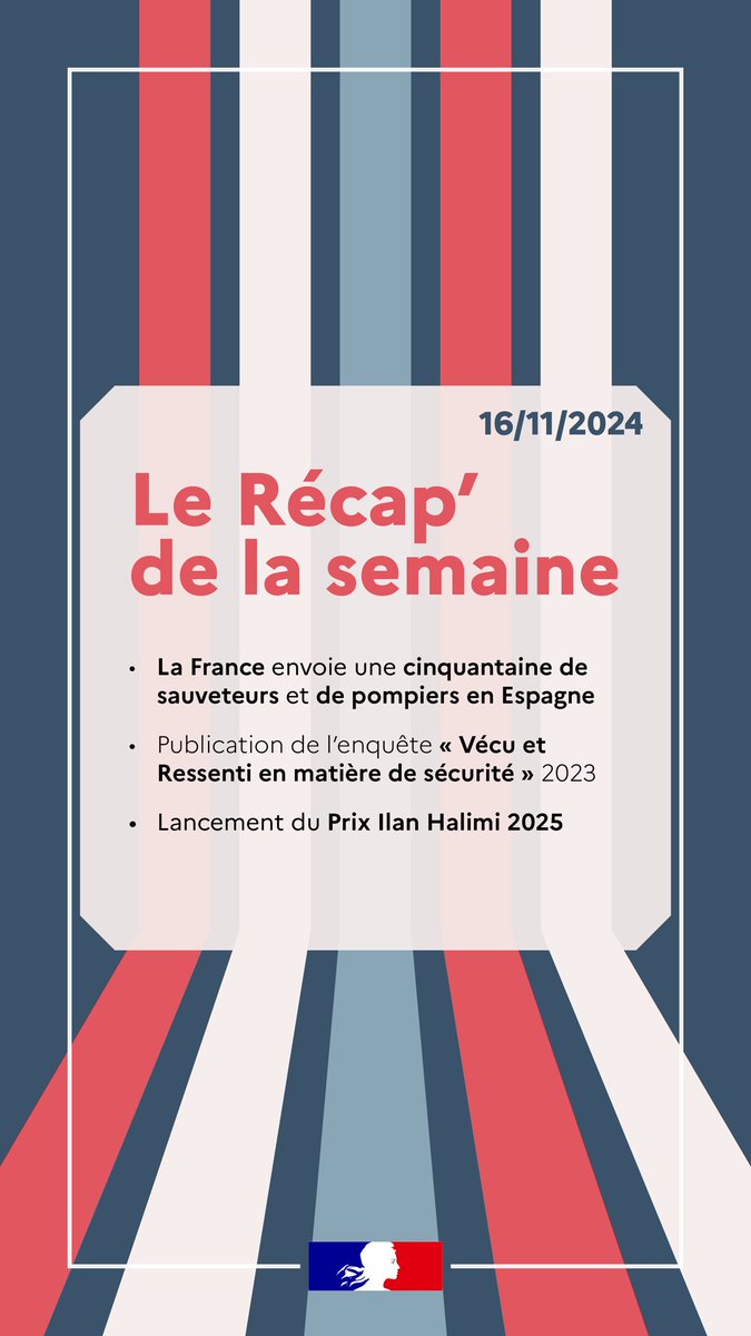CamilleChaize's tweet photo. 📢 Bonjour à tous ! C’est l’heure de faire un point sur les principaux sujets qui ont marqué l’actualité au @Interieur_Gouv cette semaine avec #LeRecap ⤵️ https://t.co/5rOXtvSsA6
