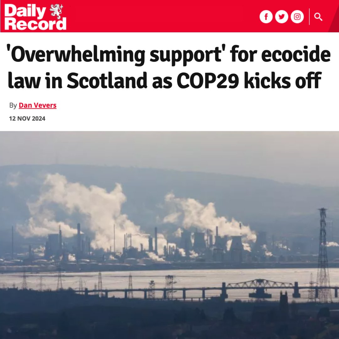 "New laws that would target worst env’ and climate criminals are being proposed by MSP <a href="/MonicaLennon7/">Monica Lennon MSP</a>" 🌲🏔️

<a href="/Daily_record/">The Daily Record</a> reports on new #ecocide bill in Scotland and reveals 98% supported #ecocidelaw in public consultation.

FULL STORY: dailyrecord.co.uk/news/politics/…

#StopEcocide