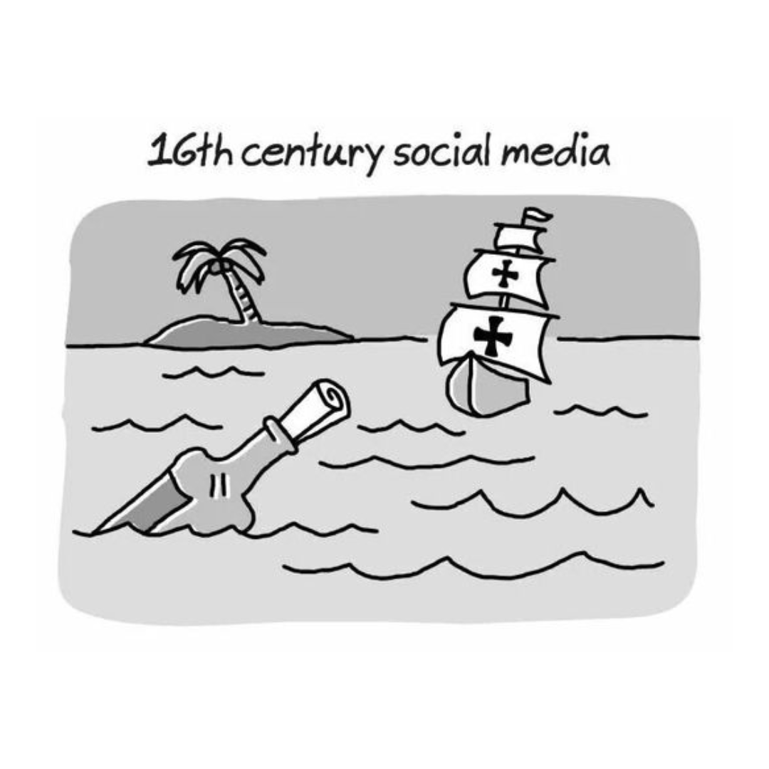 When you’re trying to slide into someone’s DMs, but it's 1562. 🏝️📜💬 #16thCenturySocialMedia #MessageInABottle