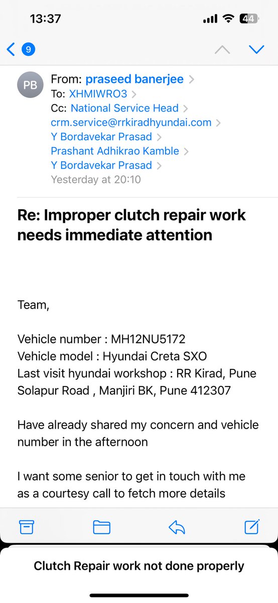 PraseedBanerjee's tweet photo. @HyundaiIndia  need immediate attention as no one from the RO team has contacted me for further assistance as an acknowledgement Aman chose to remain mum over the issue https://t.co/juVqQNVh0x