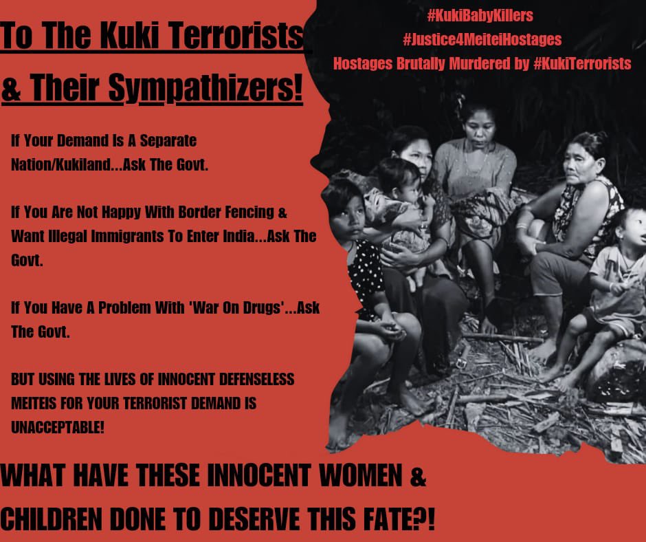kumhei's tweet photo. Another brutal episode of RAPE, TORTURE, MURDER by #KukiTerrorists
infant:blow on the head, part of head missing
8year old girl: blow on the head, eyes gouged out
women: only black bra, no clothing
#KukiTerrorists brutally murdered babies, children, Meitei women
#KukiBabyKillers https://t.co/hpDZCAFqOs