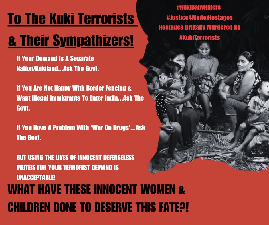 #JiribamMassacre
They were IDPS! They were already victims!

Yet another terrible news of the fate of #Meitei women and children at the hands of #KukiTerrorists.

After the attack on Jiribam a week before where 2 Meitei IDP men were burnt alive, many from different ethnic groups