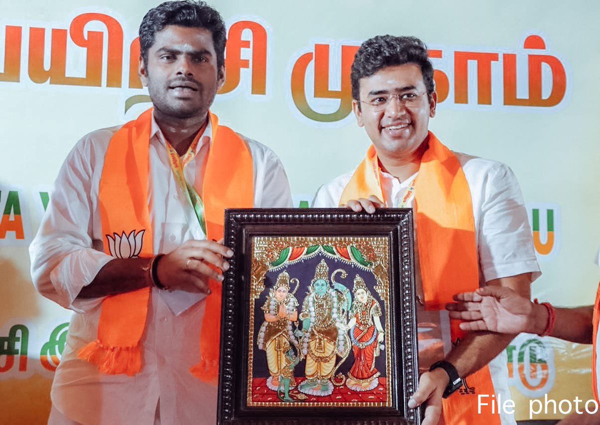 annamalai_k's tweet photo. Hearty birthday wishes to my brother Thiru @Tejasvi_Surya avl, MP of Bangalore South & National President of @BJYM. 

A doer with fiery energy and zeal, walking the talk, catering to the needs of the people he represents with utmost sincerity, he is an inspirer to many. Praying the almighty for his good health and life in his service to our nation.