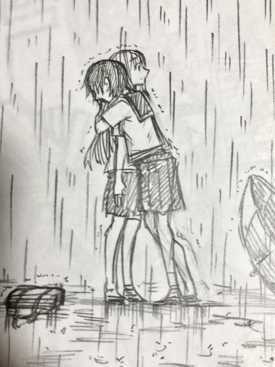 雨を描くのは好きです。
降る雨は勿論、雨粒のしぶきや平面に出来る広く薄い水たまり、それに反射する影と小さな沢山の波紋。めちゃくちゃ描いてきました。いつかまたそれらをペン入れしたいです。

#清田さんは汚されたい⁉︎ 
