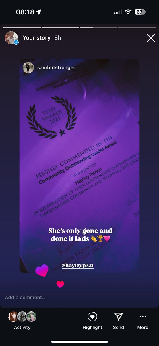 Hayley Parkin (@haylesp321) on Twitter photo Very humbled to receive this. Rounding off an incredible 8.5 year chapter with the wonderful <a href="/LincsCommHealth/">Lincs Comm Health</a> before pastures new in Jan. Thank you to Lincolnshire- amazing people to lead and work with. Itβs going to be an emotional few weeks! Very humbled to receive this. Rounding off an incredible 8.5 year chapter with the wonderful <a href="/LincsCommHealth/">Lincs Comm Health</a> before pastures new in Jan. Thank you to Lincolnshire- amazing people to lead and work with. Itβs going to be an emotional few weeks!