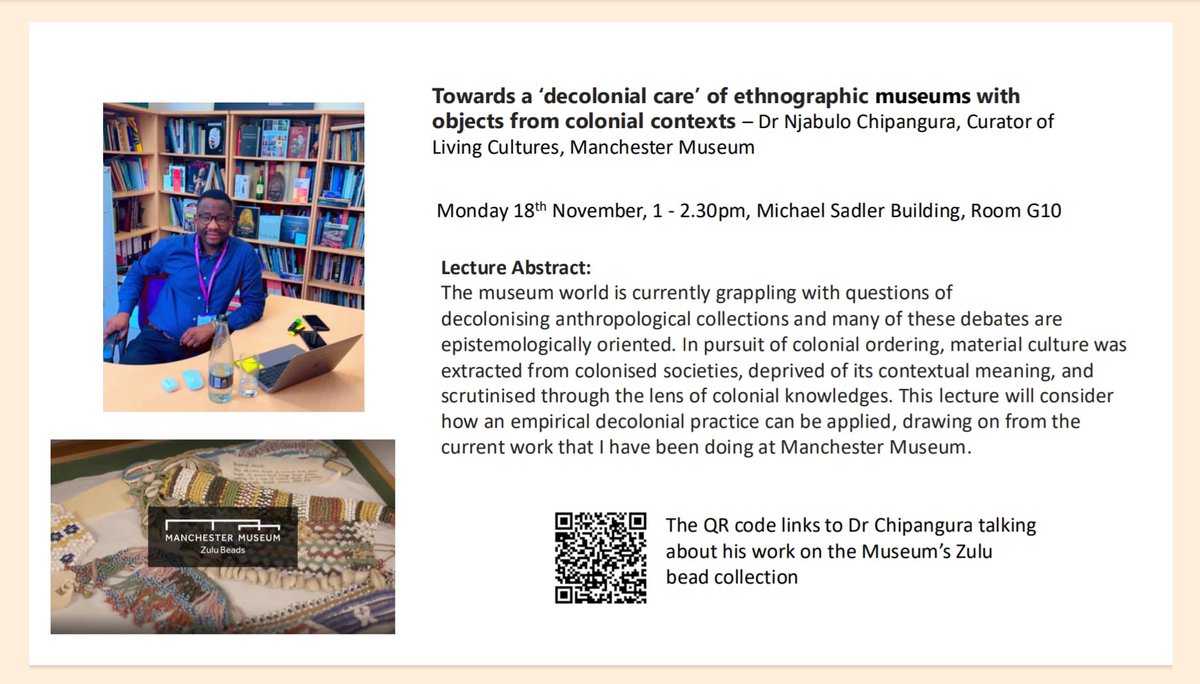 Conceptualising what a “decolonial care” of ethnographic objects from colonial contexts might look like. I am giving this public lecture at the University of Leeds on Monday afternoon;