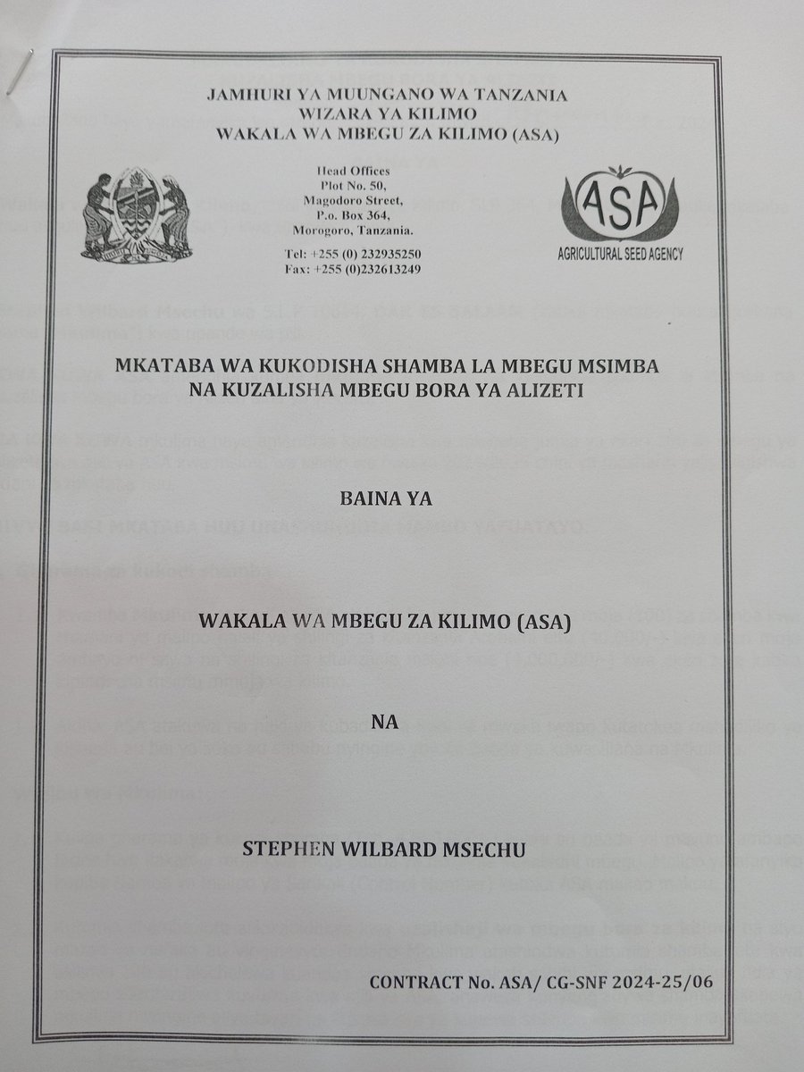 Stephen W. Msechu (@msechustephen) on Twitter photo Maandalizi ya msimu mwingine wa kulima mbegu ya alizeti kwa mkataba umeanza rasmi. Kama wataka mali twende shamba! <a href="/WizaraKilimo/">Wizara ya Kilimo</a> <a href="/Kilimobizz/">Kilimo Biashara</a> <a href="/ACT_Tz/">Agricultural Council of Tanzania (ACT-Kilimo)</a> #KilimoMkataba Maandalizi ya msimu mwingine wa kulima mbegu ya alizeti kwa mkataba umeanza rasmi. Kama wataka mali twende shamba! <a href="/WizaraKilimo/">Wizara ya Kilimo</a> <a href="/Kilimobizz/">Kilimo Biashara</a> <a href="/ACT_Tz/">Agricultural Council of Tanzania (ACT-Kilimo)</a> #KilimoMkataba
