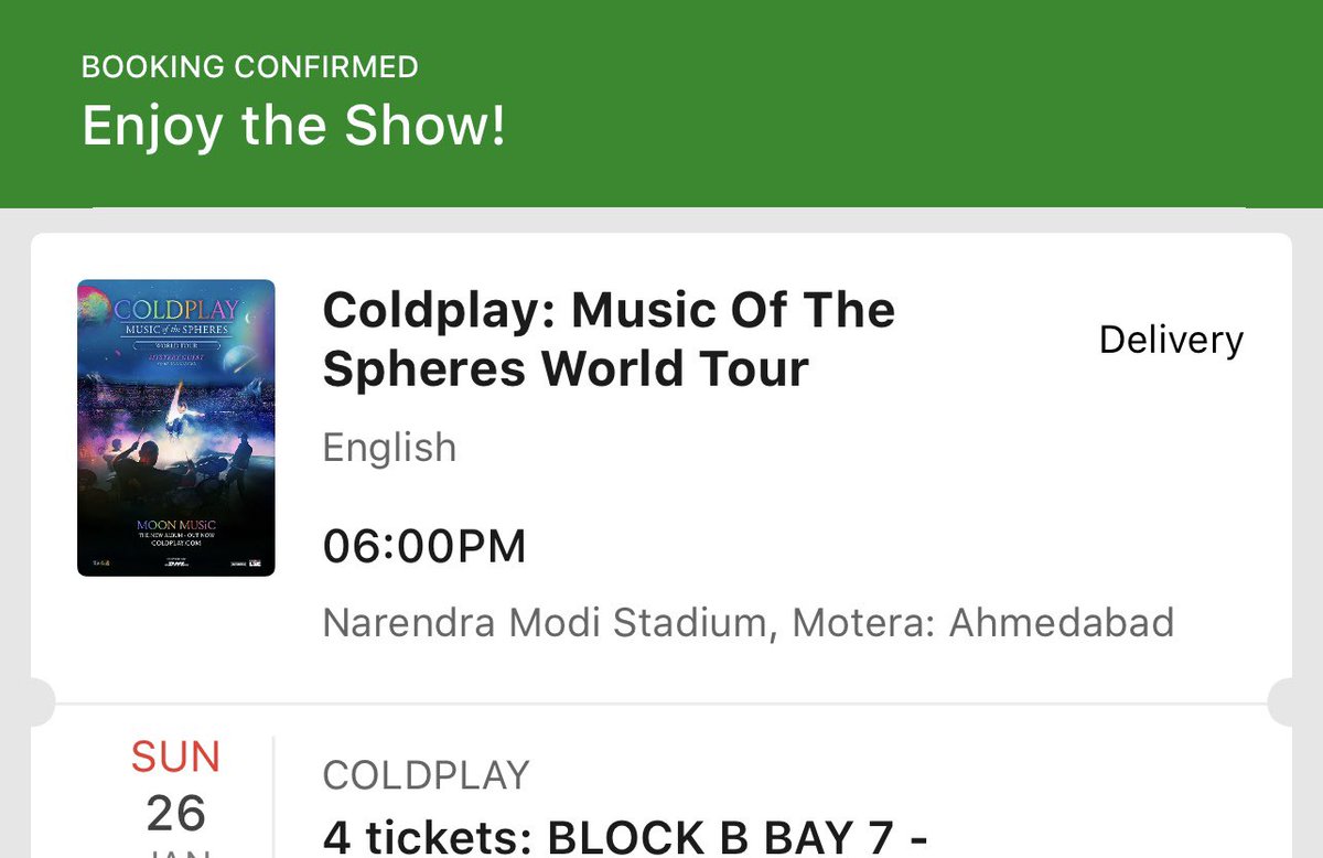 freaking_wish's tweet photo. Anyone from Hyderabad interested in a Coldplay ticket for January 26th? I have one extra ticket for Block B. Not reselling—offering it at the original price. DM me if interested. #ColdplayAhemdabad #coldplay #coldplayahmedabad #Coldplay https://t.co/JsiG0paFWa