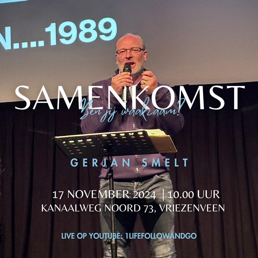 “BEN JIJ WAAKZAAM?” 

Morgenochtend spreek ik over dit thema bij #1LIFE TWENTE (🏭 zie flyer ) 

De centrale tekst is 1 Petrus 5 vers 8 

WEES NUCHTER EN WAAKZAAM WANT DE VIJAND GAAT ROND ALS EEN BRIEZENDE 🦁 LEEUW.

Welkom en leer meer hoe jij je kunt wapenen ✍️🙏🙌