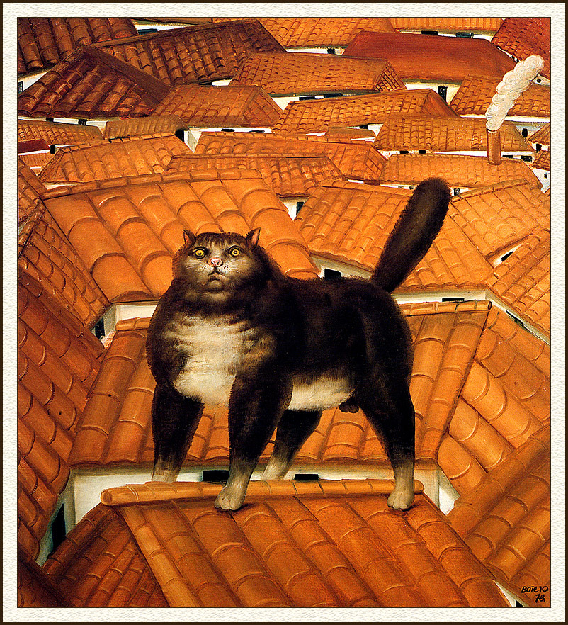 MenschOhneMusil's tweet image. Cat On a Roof-  Fernando #Botero.
#caturday